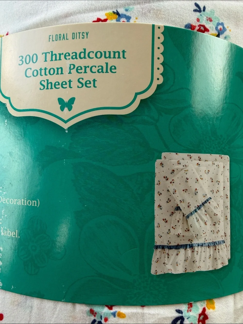 KING The Pioneer Woman Floral Ditsy Cotton Percale Sheet Set King Size Sheets